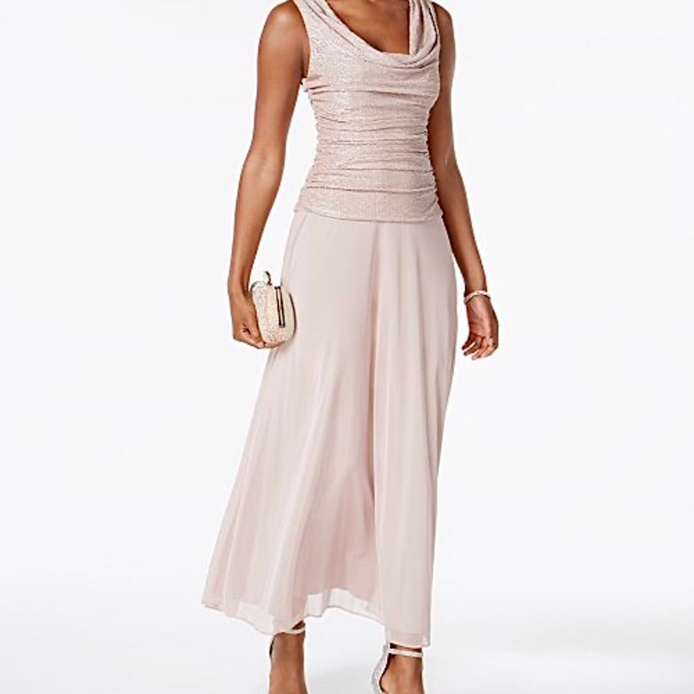 Draped & Ruched Shimmer Gown